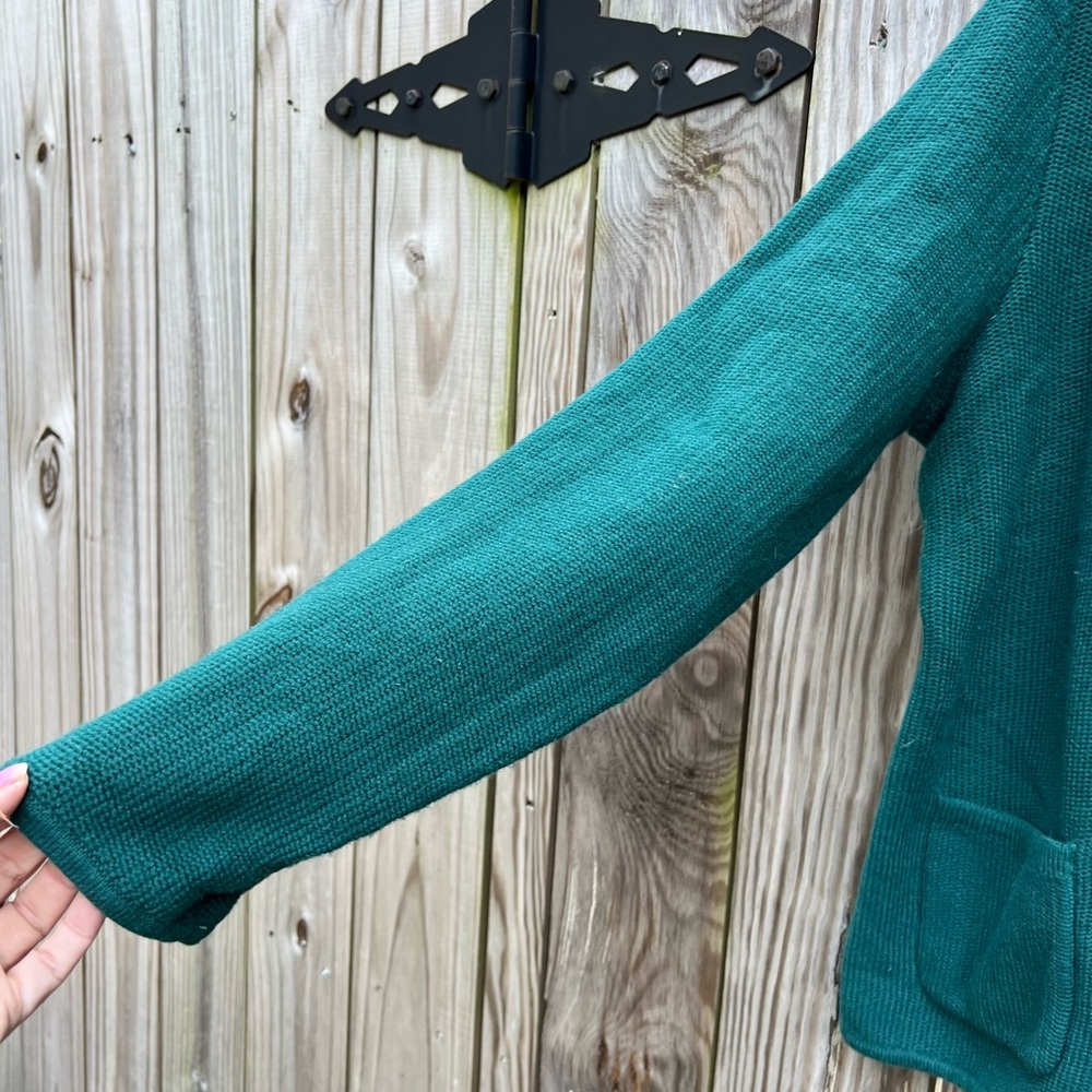 TALBOTS Green Double Breasted Cardigan Sweater size Large Petite - Picture 3 of 8